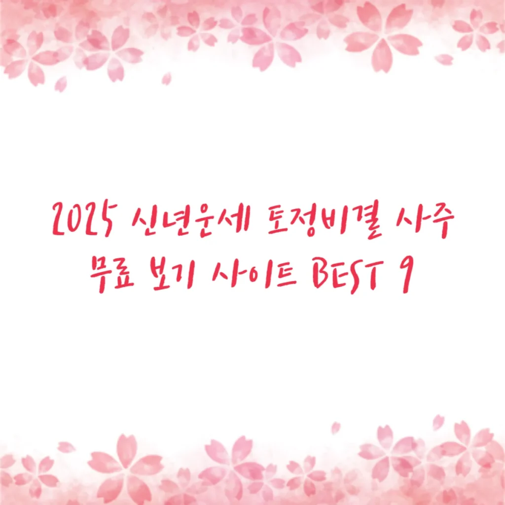 2025 신년운세 토정비결 사주 무료 보기 사이트 BEST 9