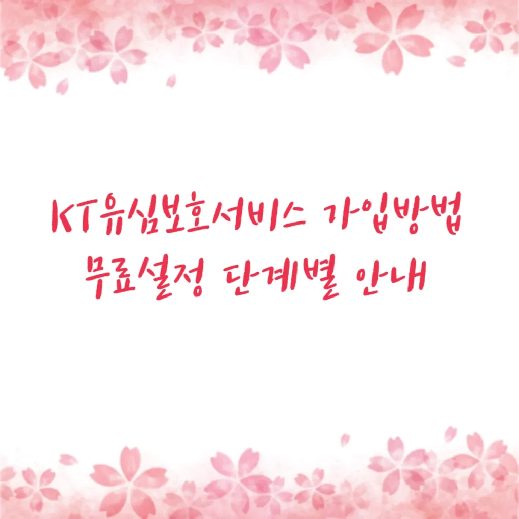 KT유심보호서비스 가입방법 무료설정 단계별 안내