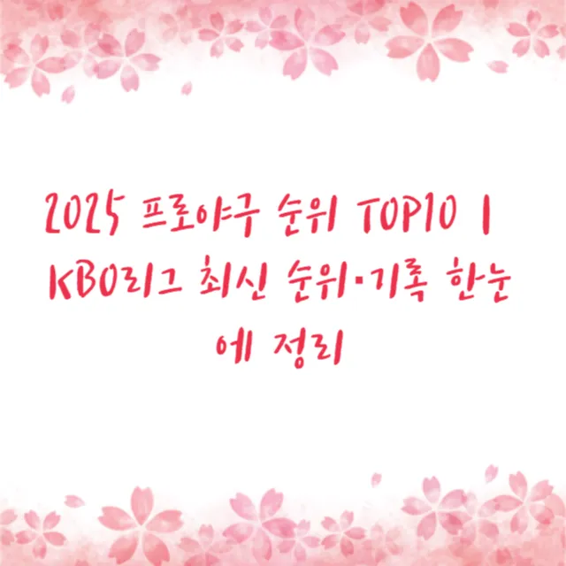 2025 프로야구 순위 TOP10｜KBO리그 최신 순위·기록 한눈에 정리