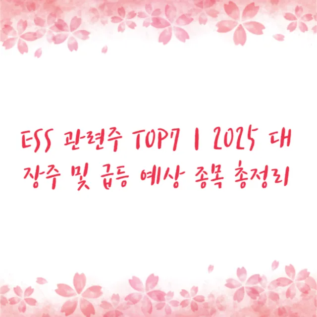 ESS 관련주 TOP7｜2025 대장주 및 급등 예상 종목 총정리