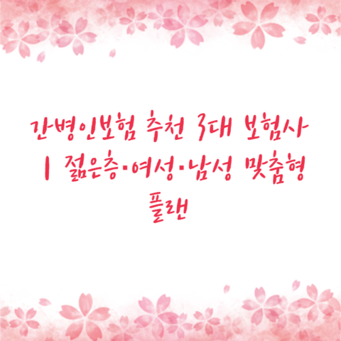 간병인보험 추천 3대 보험사｜젊은층·여성·남성 맞춤형 플랜