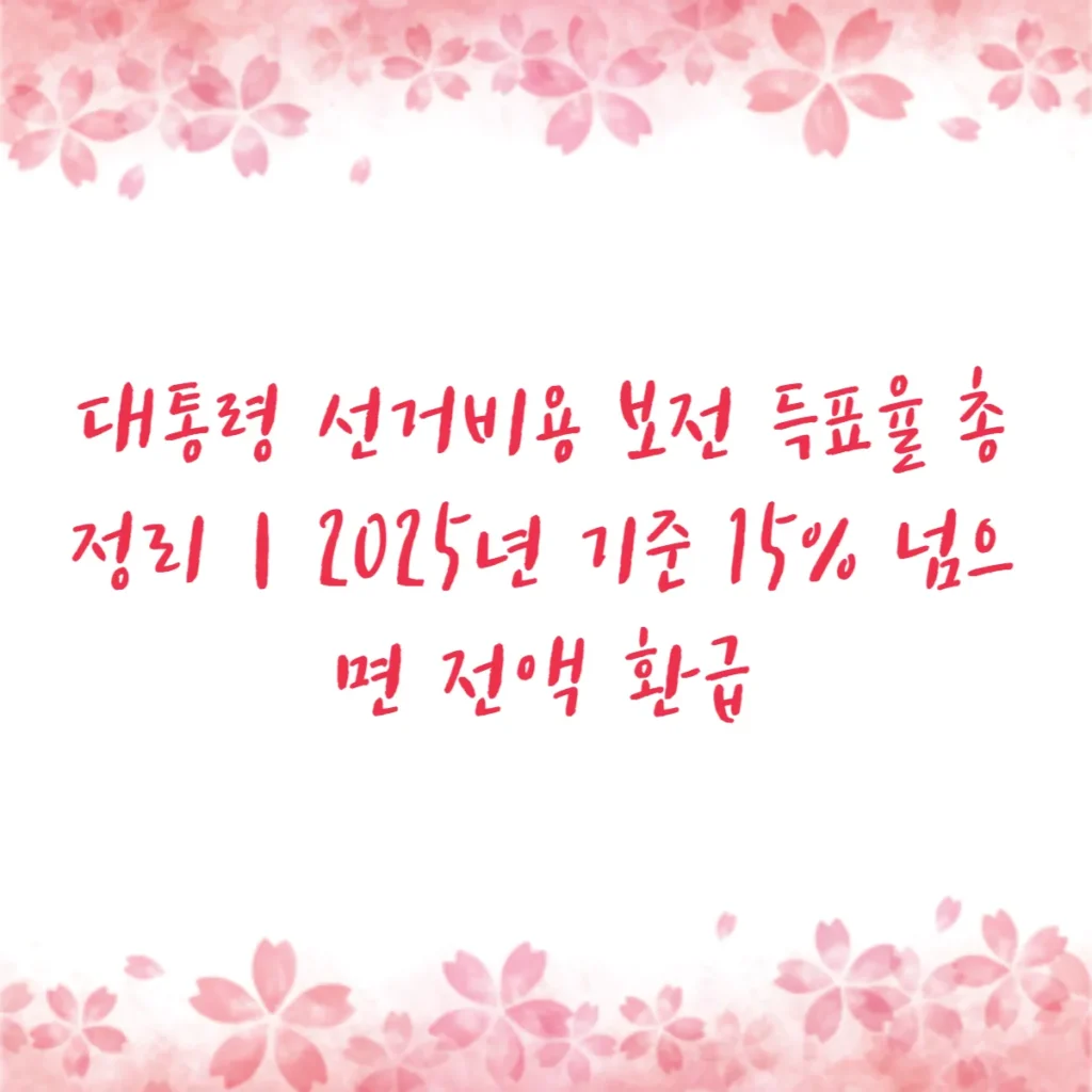 대통령 선거비용 보전 득표율 총정리｜2025년 기준 15% 넘으면 전액 환급
