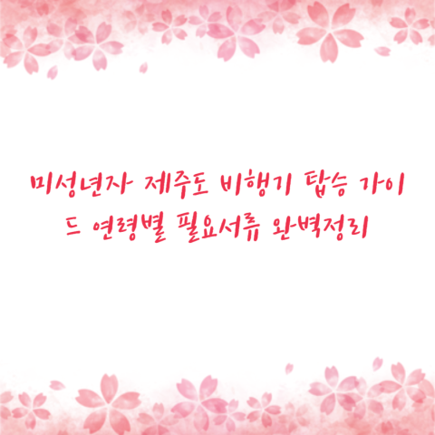 미성년자 제주도 비행기 탑승 가이드 연령별 필요서류 완벽정리