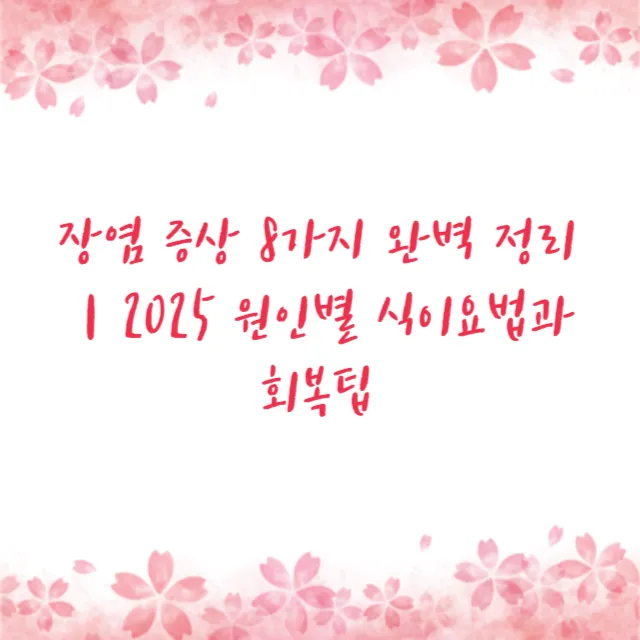 장염 증상 8가지 완벽 정리｜2025 원인별 식이요법과 회복팁