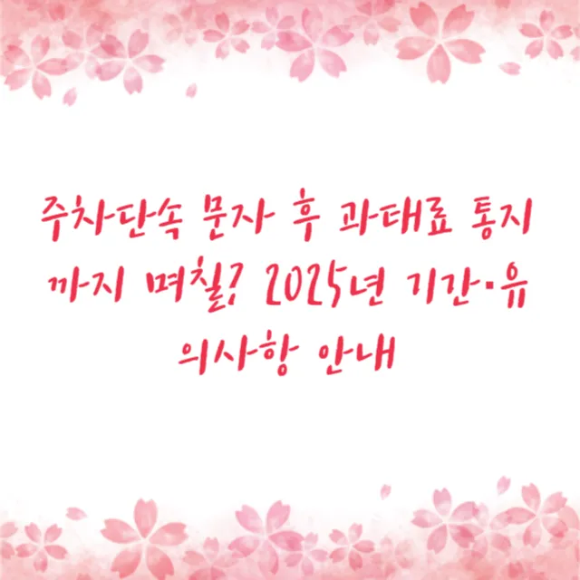 주차단속 문자 후 과태료 통지까지 며칠 2025년 기간·유의사항 안내