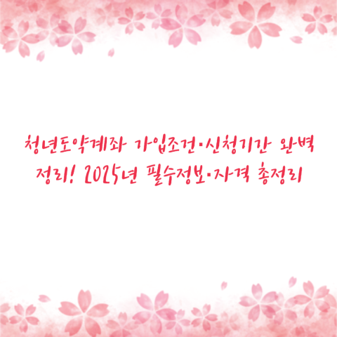 청년도약계좌 가입조건·신청기간 완벽정리! 2025년 필수정보·자격 총정리