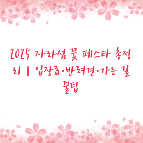 2025 자라섬 꽃 페스타 총정리｜입장료·반려견·가는 길 꿀팁