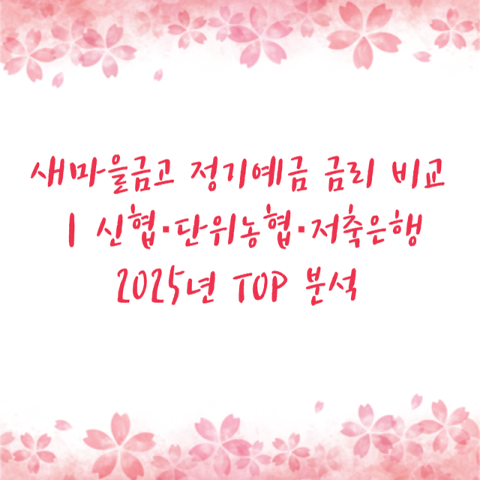 새마을금고 정기예금 금리 비교｜신협·단위농협·저축은행 2025년 TOP 분석