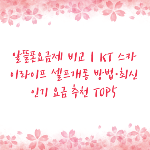 알뜰폰요금제 비교｜KT 스카이라이프 셀프개통 방법·최신 인기 요금 추천 TOP5