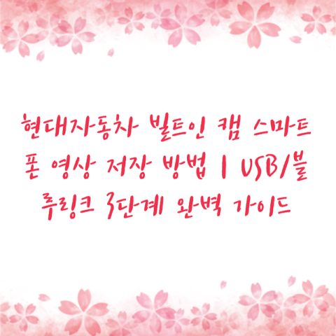 현대자동차 빌트인 캠 스마트폰 영상 저장 방법｜USB블루링크 3단계 완벽 가이드