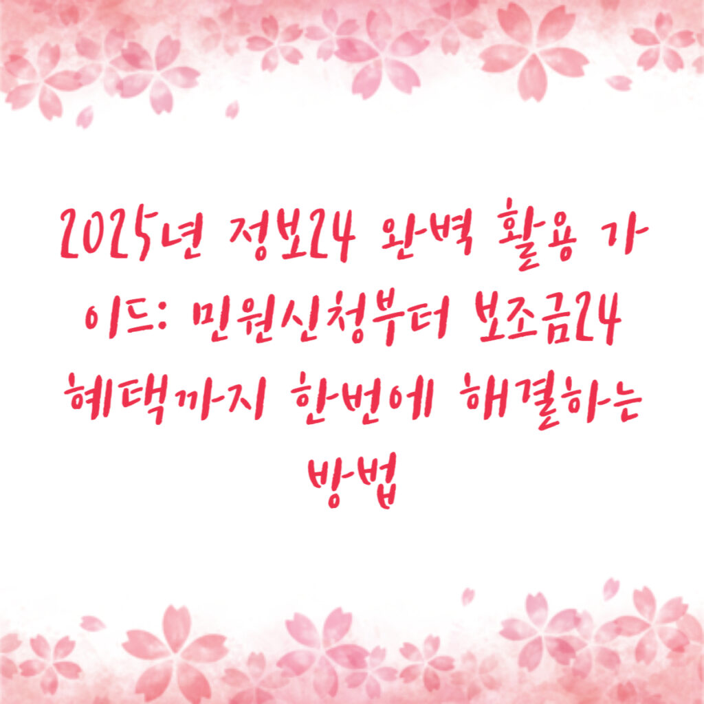 2025년 정보24 완벽 활용 가이드: 민원신청부터 보조금24 혜택까지 한번에 해결하는 방법