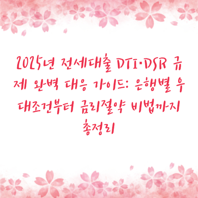 2025년 전세대출 DTI·DSR 규제 완벽 대응 가이드: 은행별 우대조건부터 금리절약 비법까지 총정리