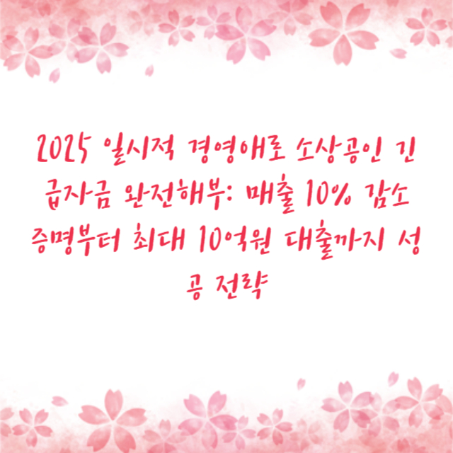 2025 일시적 경영애로 소상공인 긴급자금 완전해부: 매출 10% 감소 증명부터 최대 10억원 대출까지 성공 전략