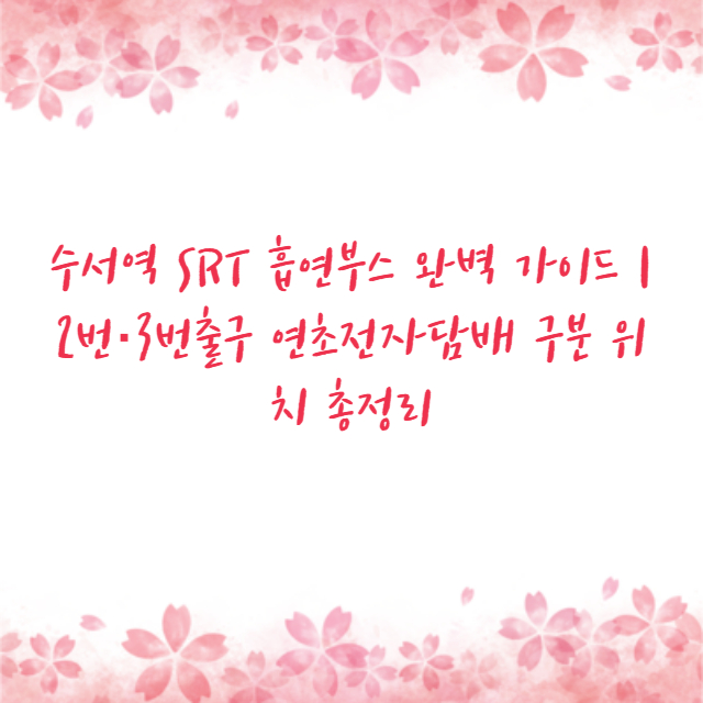 수서역 SRT 흡연부스 완벽 가이드 | 2번·3번출구 연초전자담배 구분 위치 총정리