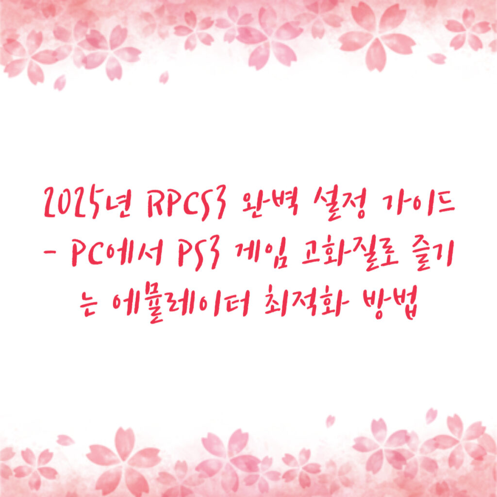 2025년 RPCS3 완벽 설정 가이드 - PC에서 PS3 게임 고화질로 즐기는 에뮬레이터 최적화 방법