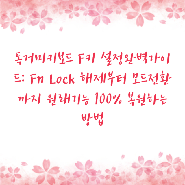 독거미키보드 F키 설정완벽가이드: Fn Lock 해제부터 모드전환까지 원래기능 100% 복원하는 방법