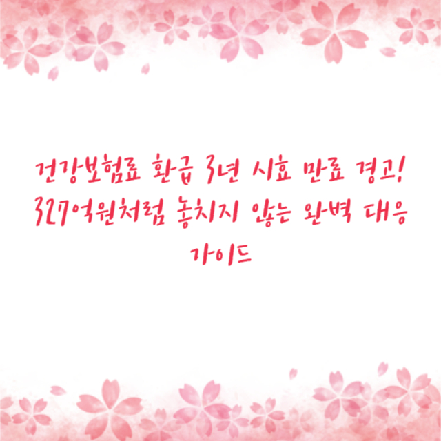 건강보험료 환급 3년 시효 만료 경고! 327억원처럼 놓치지 않는 완벽 대응 가이드