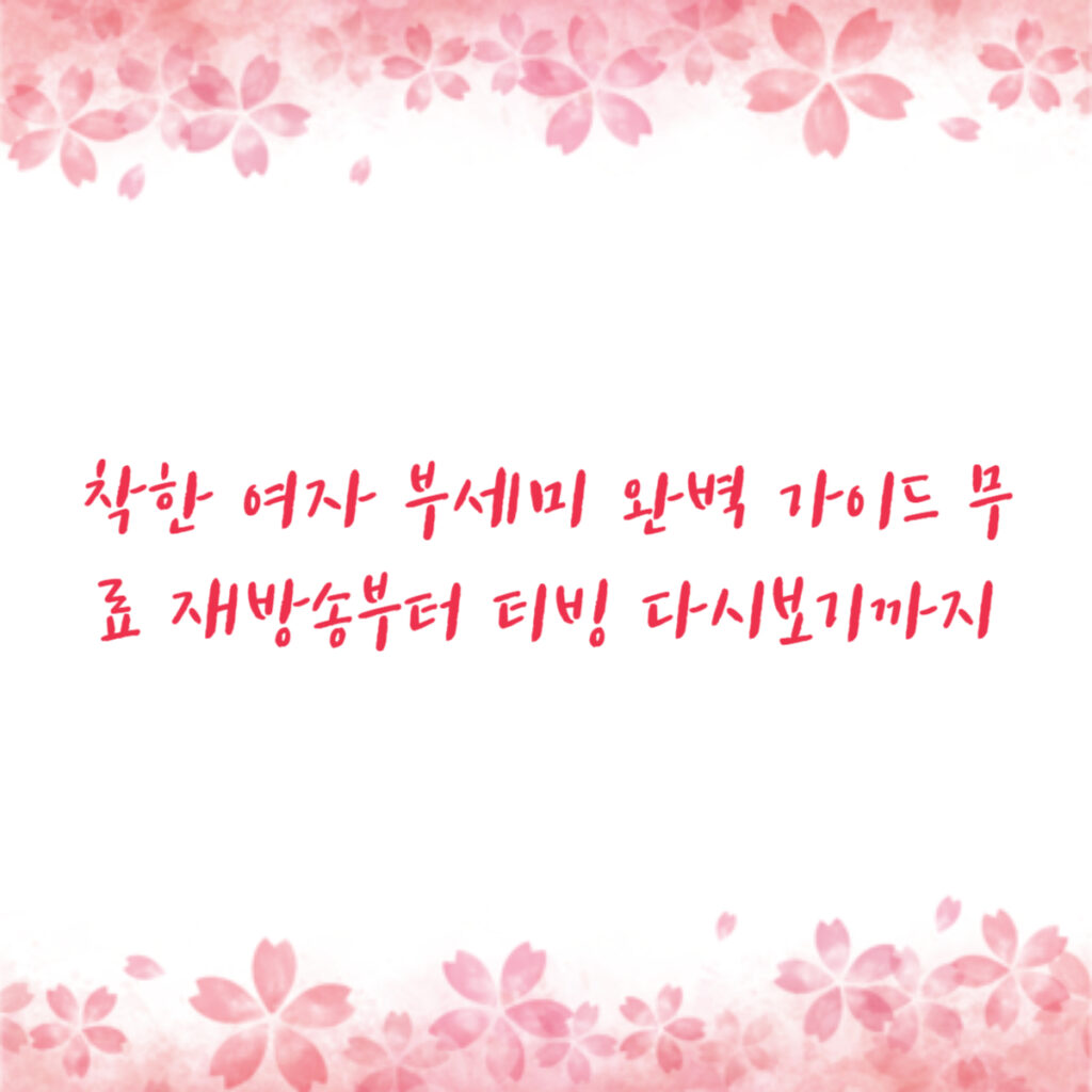 착한 여자 부세미 완벽 가이드 무료 재방송부터 티빙 다시보기까지