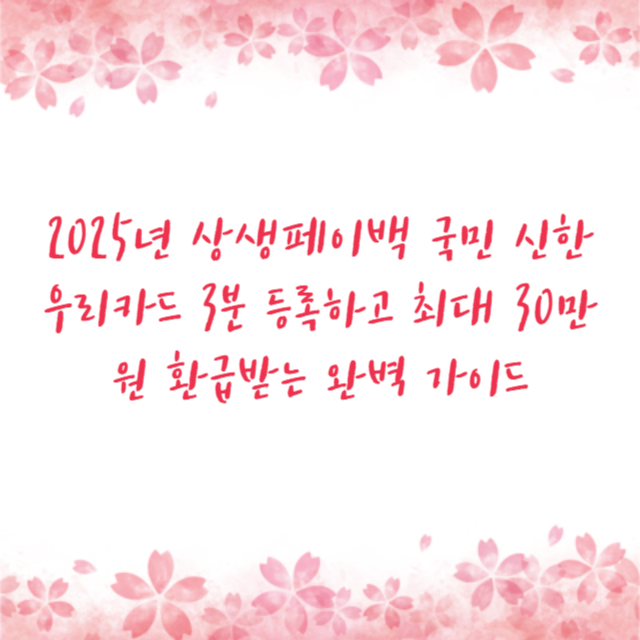 2025년 상생페이백 국민 신한 우리카드 3분 등록하고 최대 30만원 환급받는 완벽 가이드