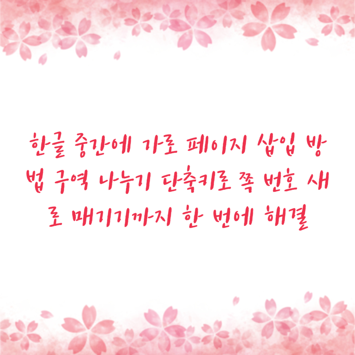 한글 중간에 가로 페이지 삽입 방법 구역 나누기 단축키로 쪽 번호 새로 매기기까지 한 번에 해결