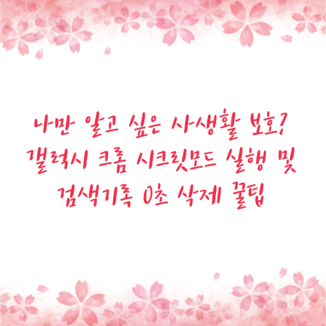 나만 알고 싶은 사생활 보호? 갤럭시 크롬 시크릿모드 실행 및 검색기록 0초 삭제 꿀팁