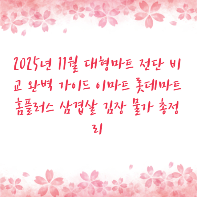 2025년 11월 대형마트 전단 비교 완벽 가이드 이마트 롯데마트 홈플러스 삼겹살 김장 물가 총정리