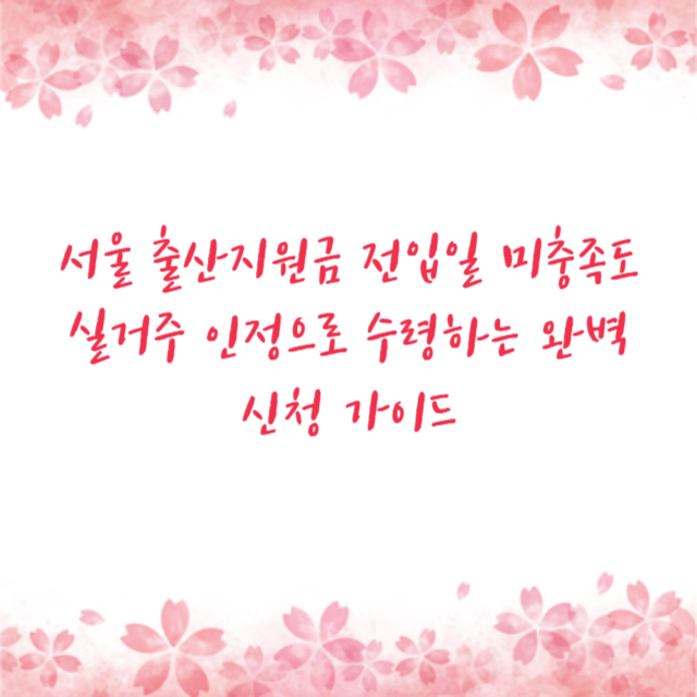 서울 출산지원금 전입일 미충족도 실거주 인정으로 수령하는 완벽 신청 가이드