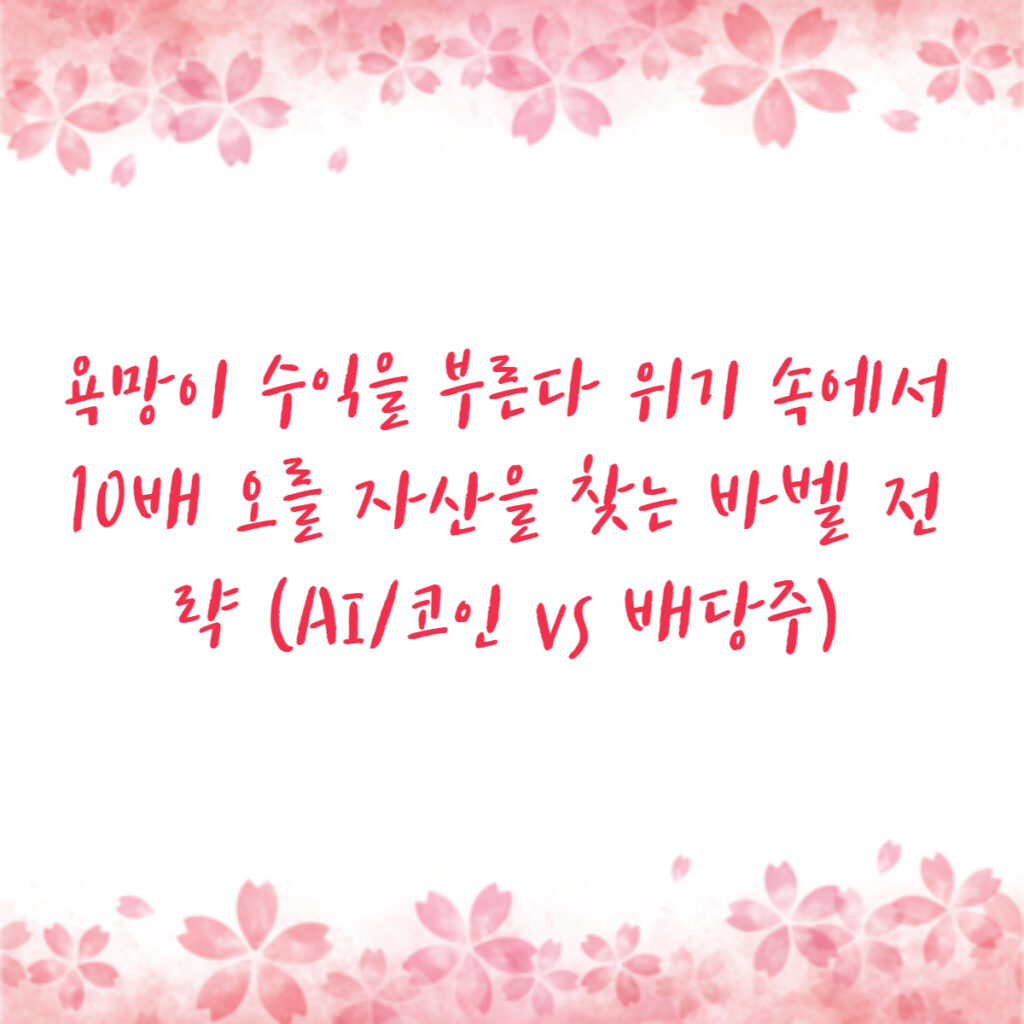 욕망이 수익을 부른다 위기 속에서 10배 오를 자산을 찾는 바벨 전략 (AI/코인 vs 배당주)