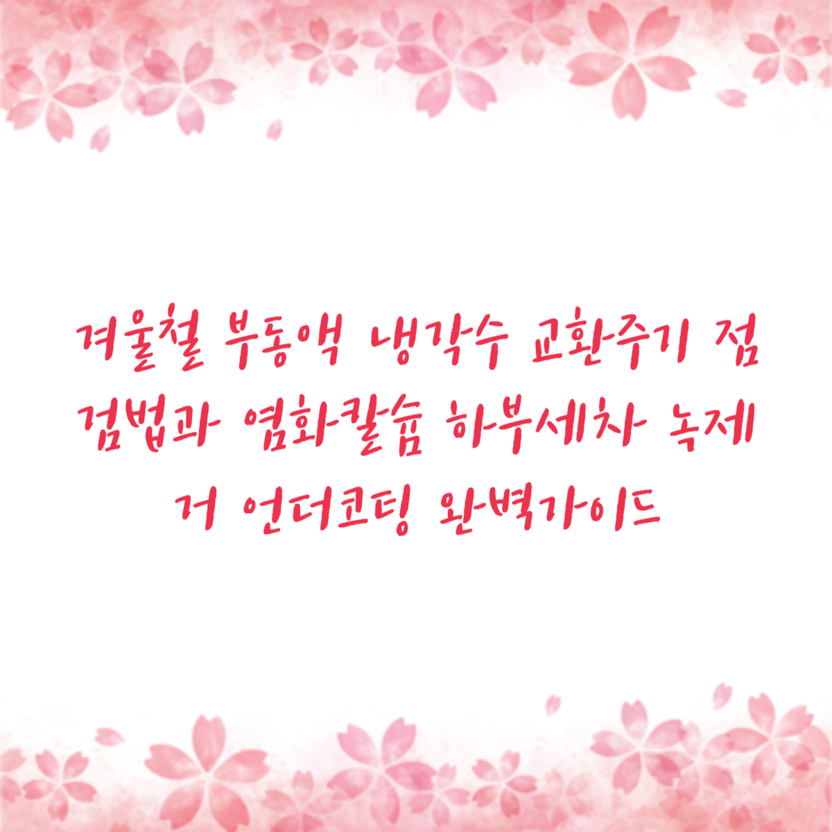 겨울철 부동액 냉각수 교환주기 점검법과 염화칼슘 하부세차 녹제거 언더코팅 완벽가이드