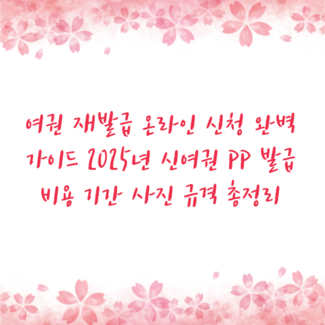 여권 재발급 온라인 신청 완벽가이드 2025년 신여권 PP 발급 비용 기간 사진 규격 총정리