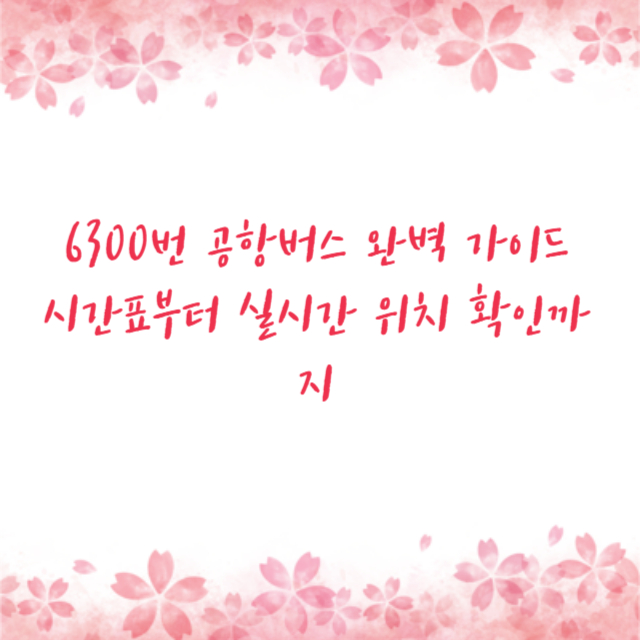 6300번 공항버스 완벽 가이드 시간표부터 실시간 위치 확인까지