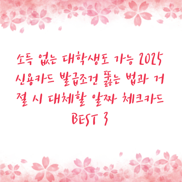 소득 없는 대학생도 가능 2025 신용카드 발급조건 뚫는 법과 거절 시 대체할 알짜 체크카드 BEST 3