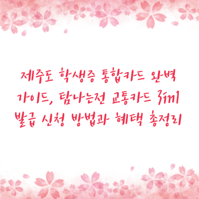 제주도 학생증 통합카드 완벽 가이드, 탐나는전 교통카드 3in1 발급 신청 방법과 혜택 총정리