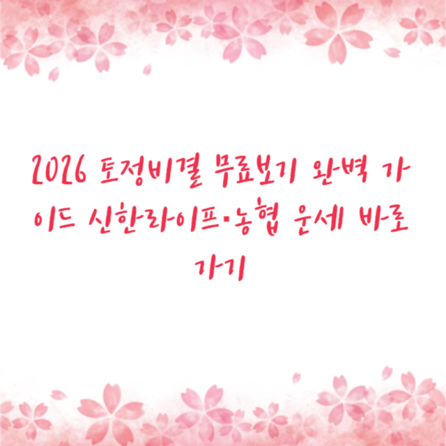 2026 토정비결 무료보기 완벽 가이드 신한라이프·농협 운세 바로가기