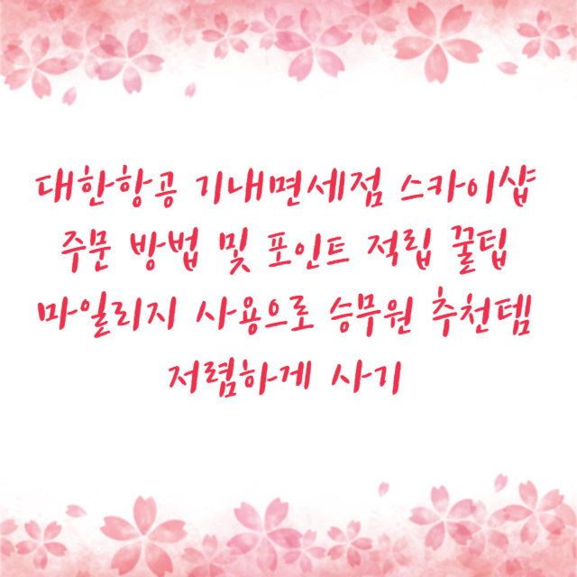 대한항공 기내면세점 스카이샵 주문 방법 및 포인트 적립 꿀팁 마일리지 사용으로 승무원 추천템 저렴하게 사기