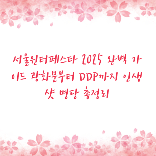 서울윈터페스타 2025 완벽 가이드 광화문부터 DDP까지 인생샷 명당 총정리