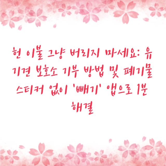 헌 이불 그냥 버리지 마세요: 유기견 보호소 기부 방법 및 폐기물 스티커 없이 '빼기' 앱으로 1분 해결