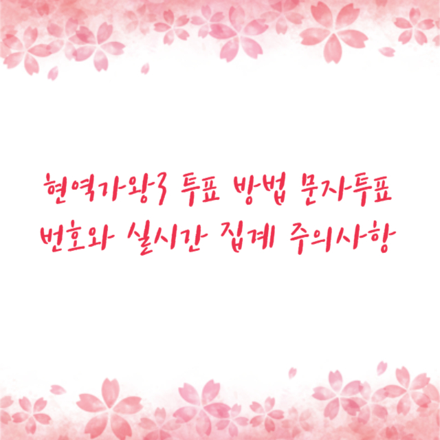 현역가왕3 투표 방법 문자투표 번호와 실시간 집계 주의사항