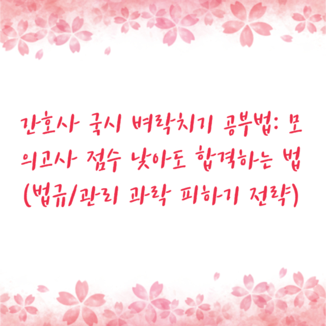 간호사 국시 벼락치기 공부법: 모의고사 점수 낮아도 합격하는 법 (법규/관리 과락 피하기 전략)