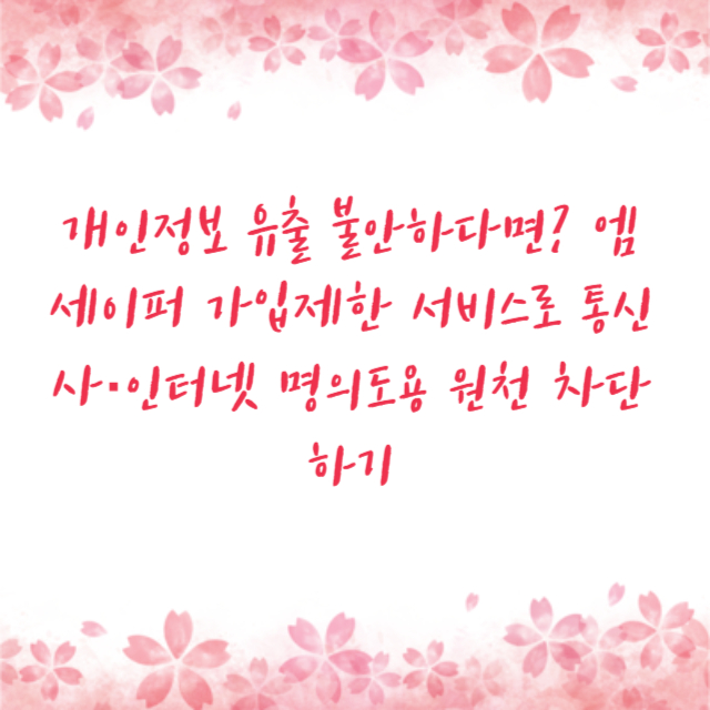 개인정보 유출 불안하다면? 엠세이퍼 가입제한 서비스로 통신사·인터넷 명의도용 원천 차단하기