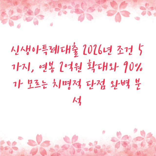 신생아특례대출 2026년 조건 5가지, 연봉 2억원 확대와 90%가 모르는 치명적 단점 완벽 분석