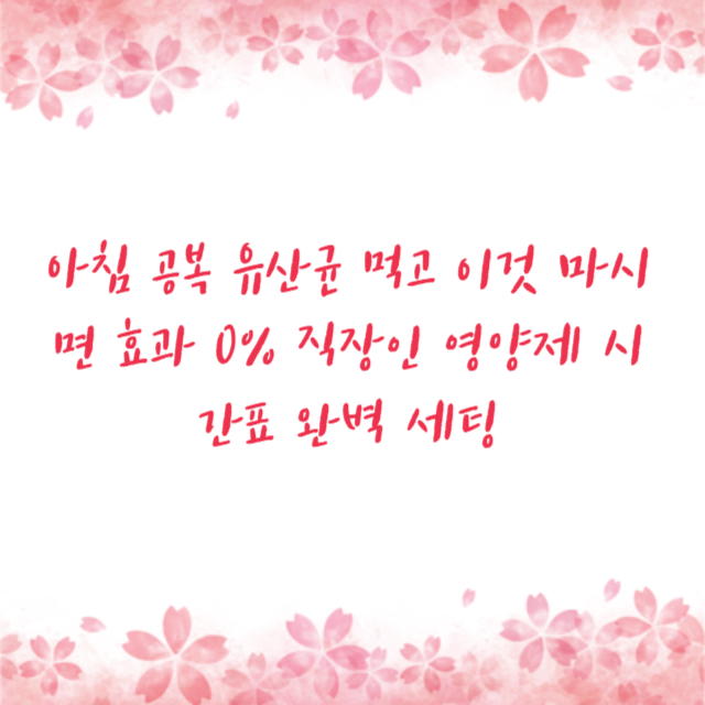 아침 공복 유산균 먹고 이것 마시면 효과 0% 직장인 영양제 시간표 완벽 세팅