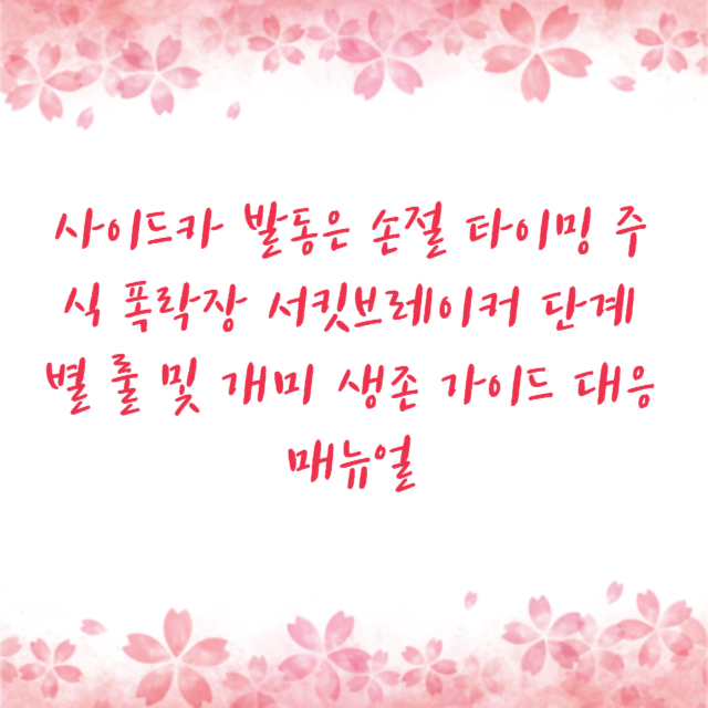 사이드카 발동은 손절 타이밍 주식 폭락장 서킷브레이커 단계별 룰 및 개미 생존 가이드 대응 매뉴얼