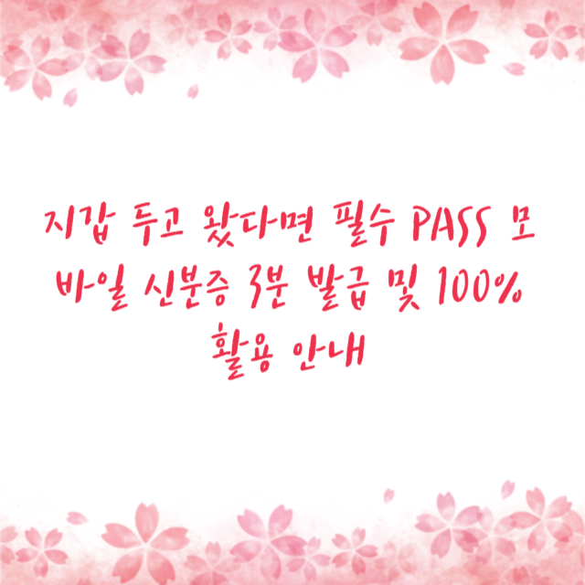지갑 두고 왔다면 필수 PASS 모바일 신분증 3분 발급 및 100% 활용 안내