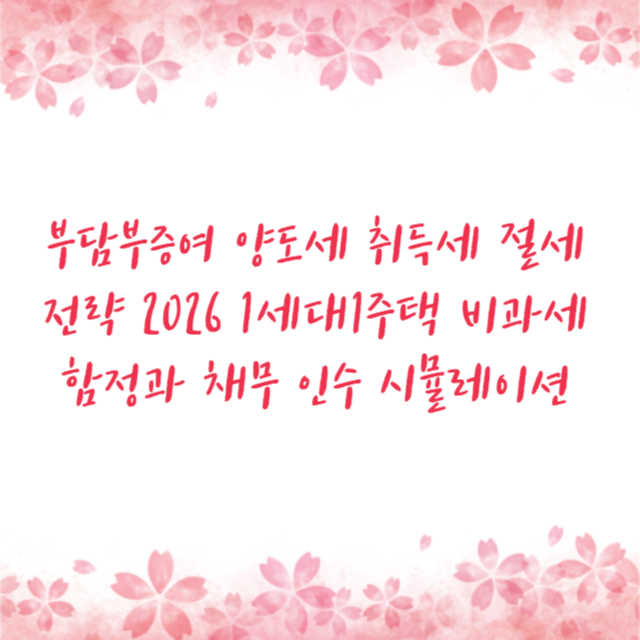 부담부증여 양도세 취득세 절세 전략 2026 1세대1주택 비과세 함정과 채무 인수 시뮬레이션