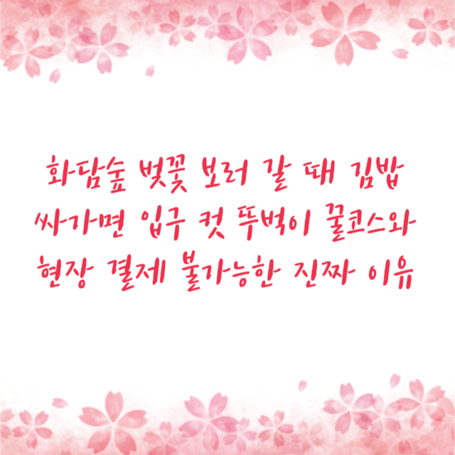 화담숲 벚꽃 보러 갈 때 김밥 싸가면 입구 컷 뚜벅이 꿀코스와 현장 결제 불가능한 진짜 이유