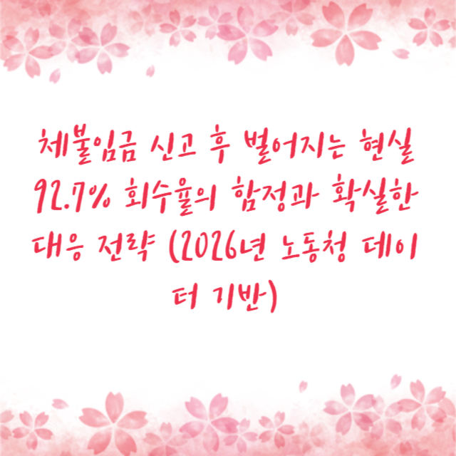 체불임금 신고 후 벌어지는 현실 92.7% 회수율의 함정과 확실한 대응 전략 (2026년 노동청 데이터 기반)